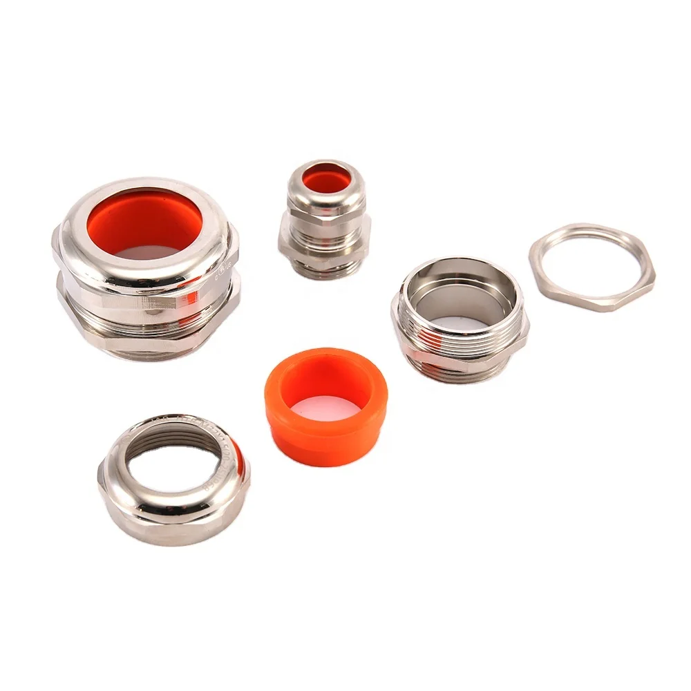 IP68 Waterproof Metric PG G NPT Thread UL Nickel Plated Brass Metal Cable Gland