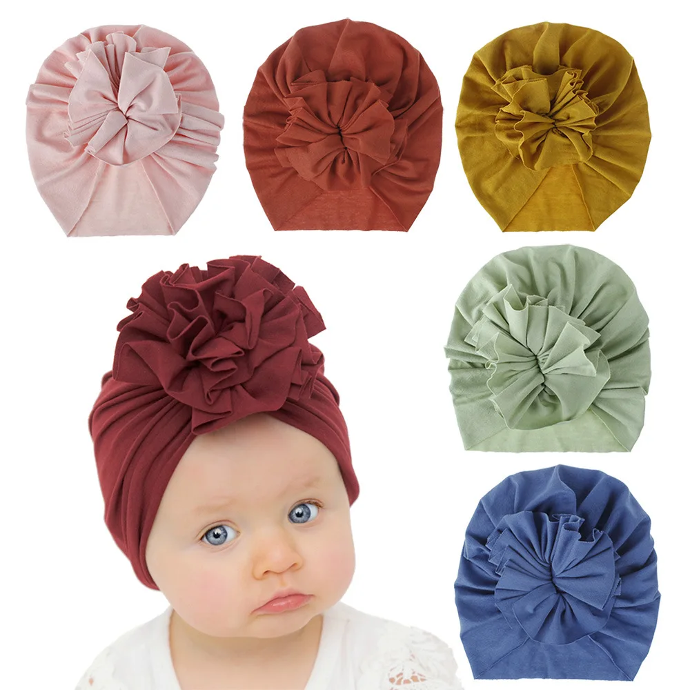 4248 Baby Headband Accessories Newborn Infant Kids Boy Girl  Turban Knot Cotton Beanie Hat Flower Solid Soft Head wraps