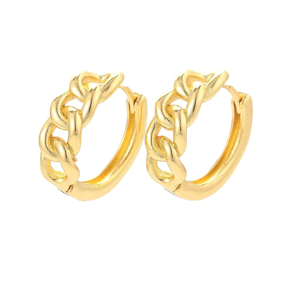 Minimalist European Style Jewellery 18K Gold Twisted Circle Hoop  Earrings Women