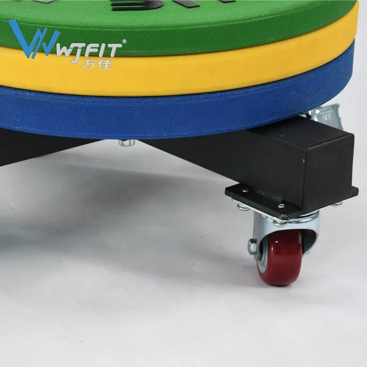 Convenient Bumper Plate Storage Rack Rubber Plate Storage System Bumper Plate Rack with Wheels