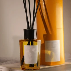 wholesale custom reed diffuser 180ml empty amber glass bottle diffuser bottle with black plastic lid and gift box