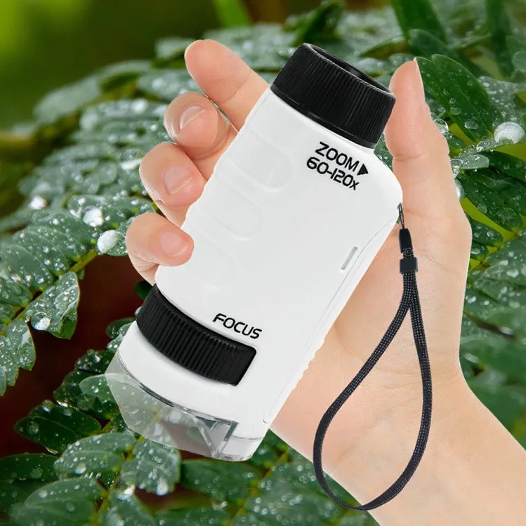 Microscope Science Kits Stem 3 in 1 Kids Early Education Toys Mini Pocket Handheld Microscope  60-12X Outdoor Discovery Learning