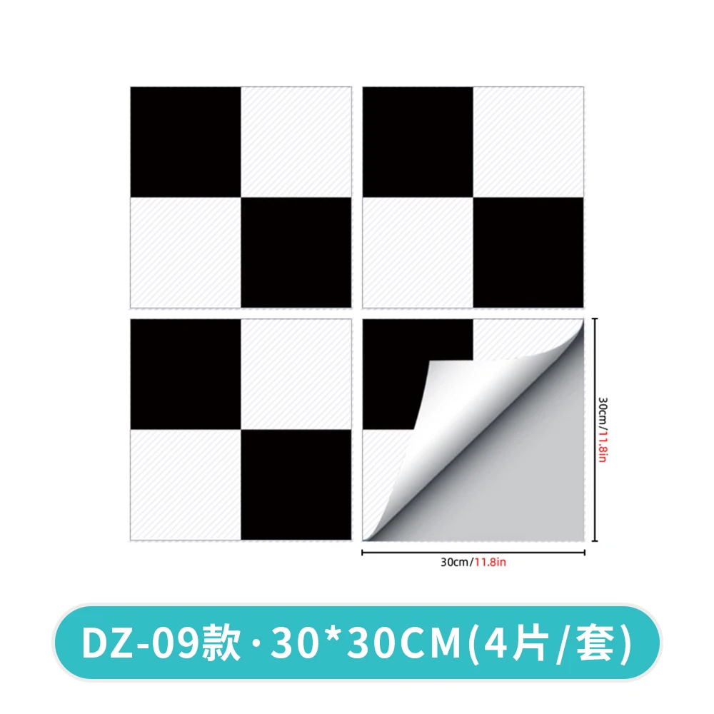
Floor tile black and white square stickers bathroom art self-adhesive floor stickers 