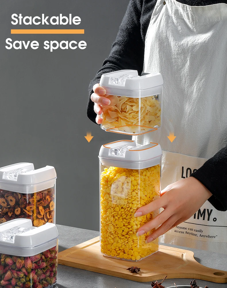 Stackable Airtight Kitchen Cereal Storage Containers Perfect for Dry Food Storage Containers 6-7 piece set