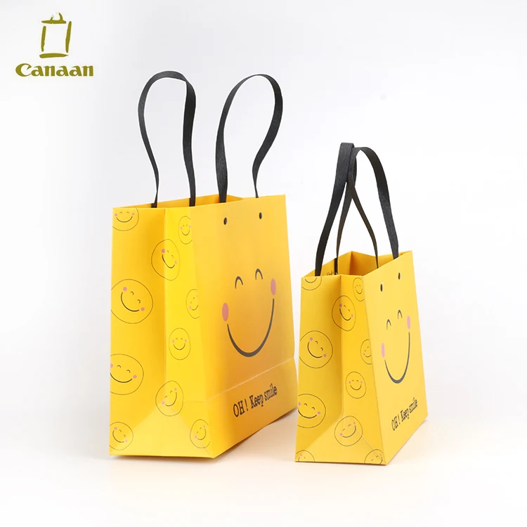 Custom Logo Kraft Christmas Promotion Birthday Gift Kraft Yellow Paper Bag