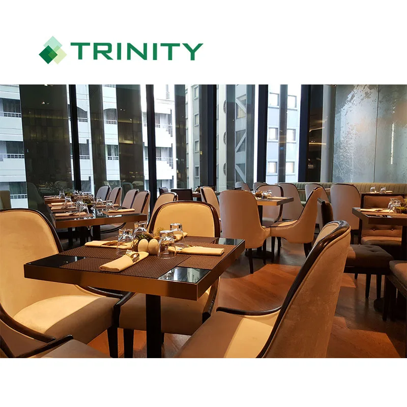 Customized luxury wooden upholstered design 5 star hotel restaurant furniture chairs and tables for sale