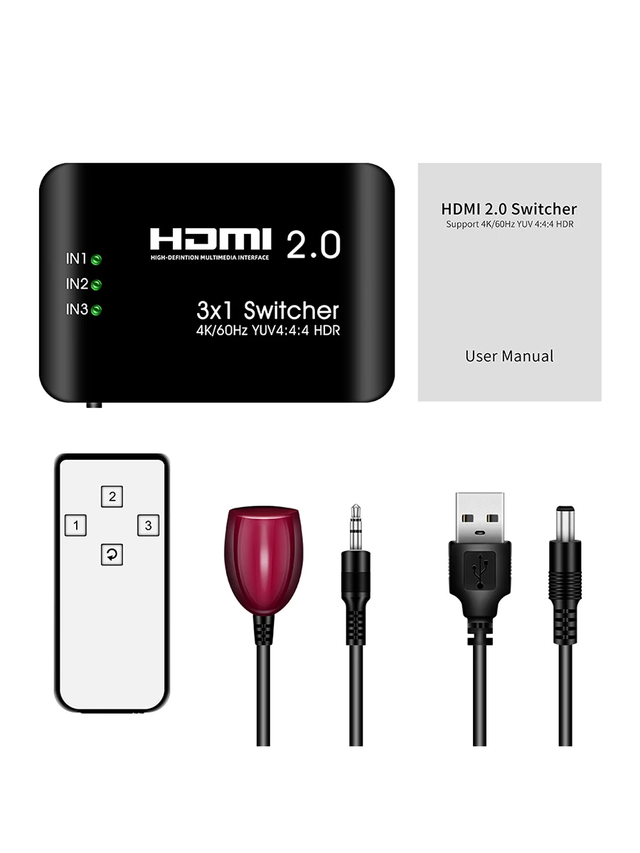  AOEYOO 3 порта HDMI переключатель 3x1 4K @ 60Hz ИК пульт дистанционного управления в 1 выход сплиттер Селектор для Apple TV PS4 игровые консоли