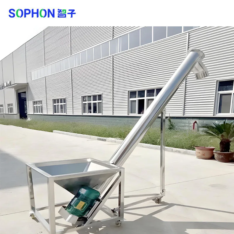 SOPHON High Capacity Food Chemical Plastic Materials Spiral Feeder System Stainless Steel Screw Conveyor Machine With Hopper