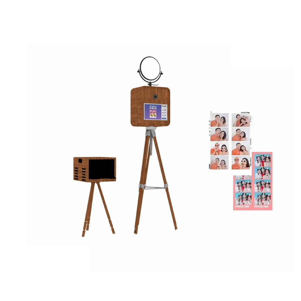 Photo Booth,Wooden 15.6in Touch Capacitive Screen PhotoBooth Tripod Wooden dslr for Weddings Vending Machines