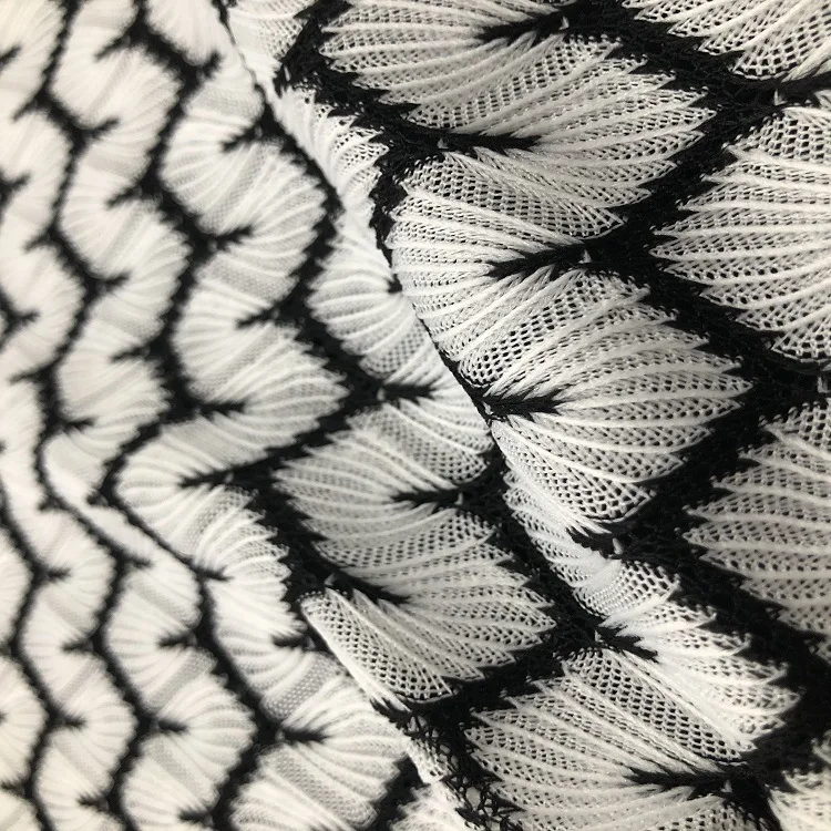 white and black max wave kitting cotton crochet lace fabric embroidery  Knitted fashion clothing fabric by yards texture