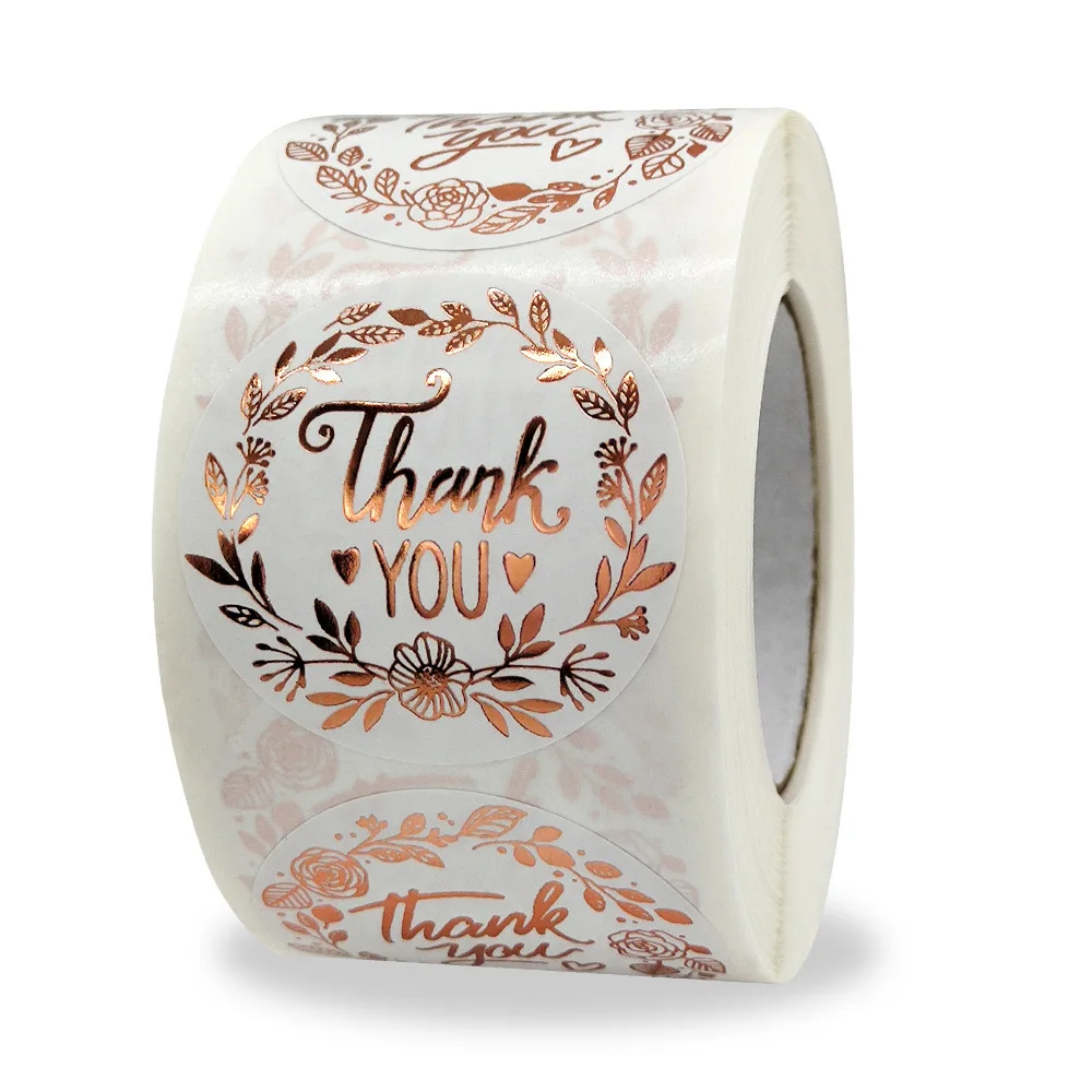 1 Inch Vinyl Rose Gold Foil Thank You Adhesive Label Seal 500pcs Thank You Adhesive Stickers Roll