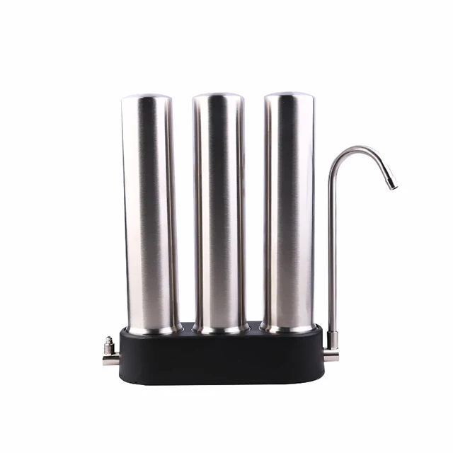 Faucet Connected Stainless Steel Water Filter Candle Ceramic Activated Carbon Countertop Water Purifier