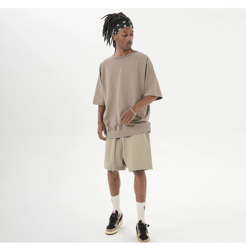 OEM Custom High Street Solid Color Pure Cotton American Casual Couple T-Shirt Short-Sleeved Print Loose Fit Bottoming Small