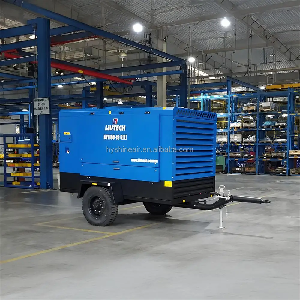 Liutech LUY180-19 High-Pressure Portable Mobile Air Compressor 19 Bar 300 L/s 635 CFM Diesel Engine Mining Drilling Construction