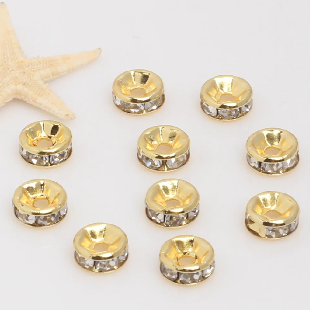 14-carat gold-in-gold diamond-embellished beads handmade jewelry diamond ring spacers round wheel spacers beaded beads