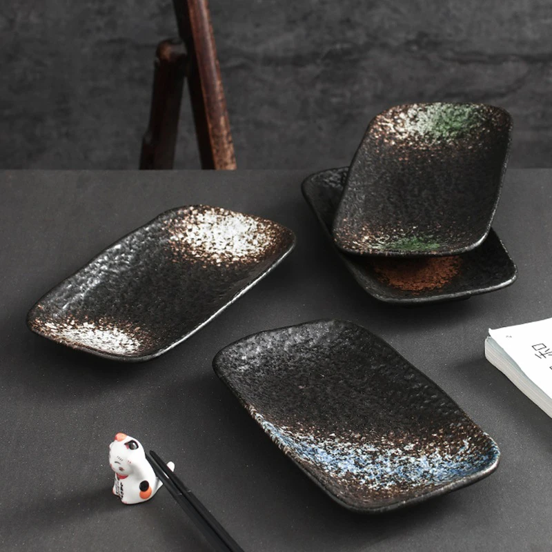 Manufacturer Direct Japanese Rectangular Ceramic Sushi Plate Dessert And Dim Sum Dinnerware Long Plates