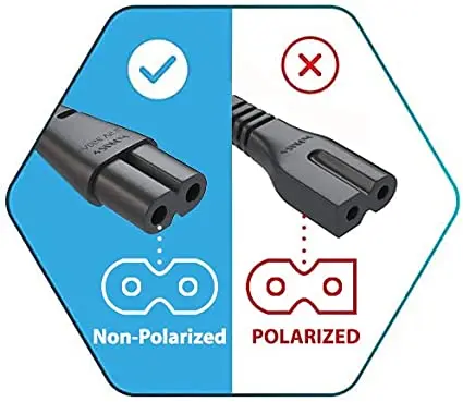Universal 2 Prong US AC Power Cord - NEMA 1-15P to IEC320 C7 Figure 8 Connector AC Power Supply Cable Wire
