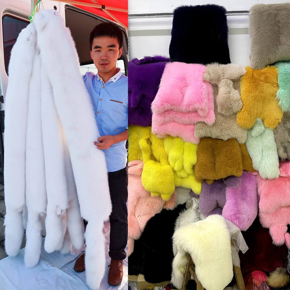 Genuine Fox Fur Pelt Large size Dyed Fox Fur Real Fox Fur Material for DIY crafts DIY