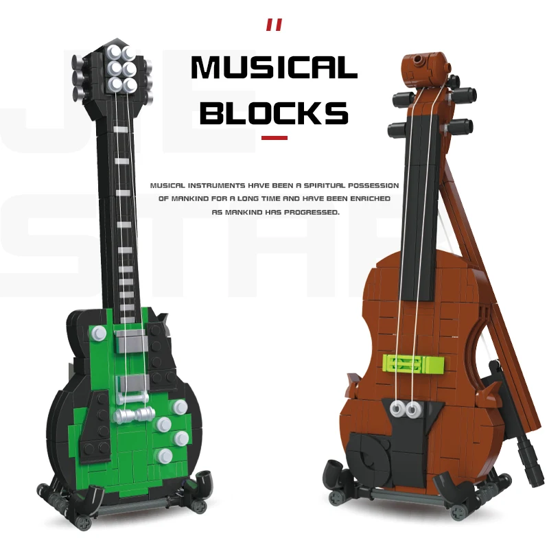 JIESTAR TOYS girls violin guitar model building block brick toy wholesale plastic diy creative modern home decoration home decor