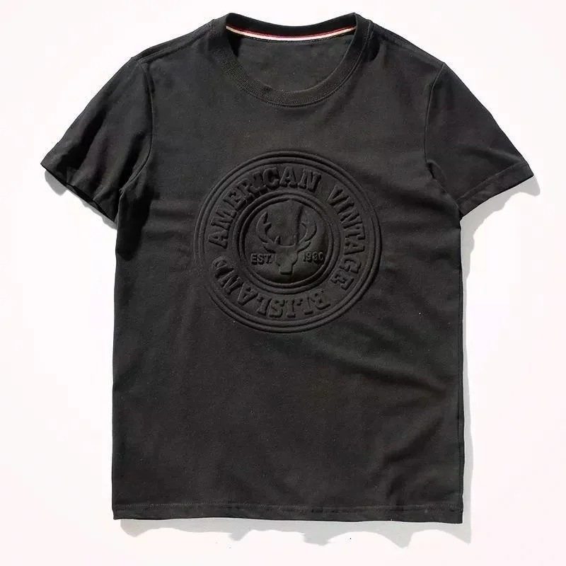 Trendy Logo T Shirts Printing Custom Cotton Tshirts Men 3D Emboss T-Shirts