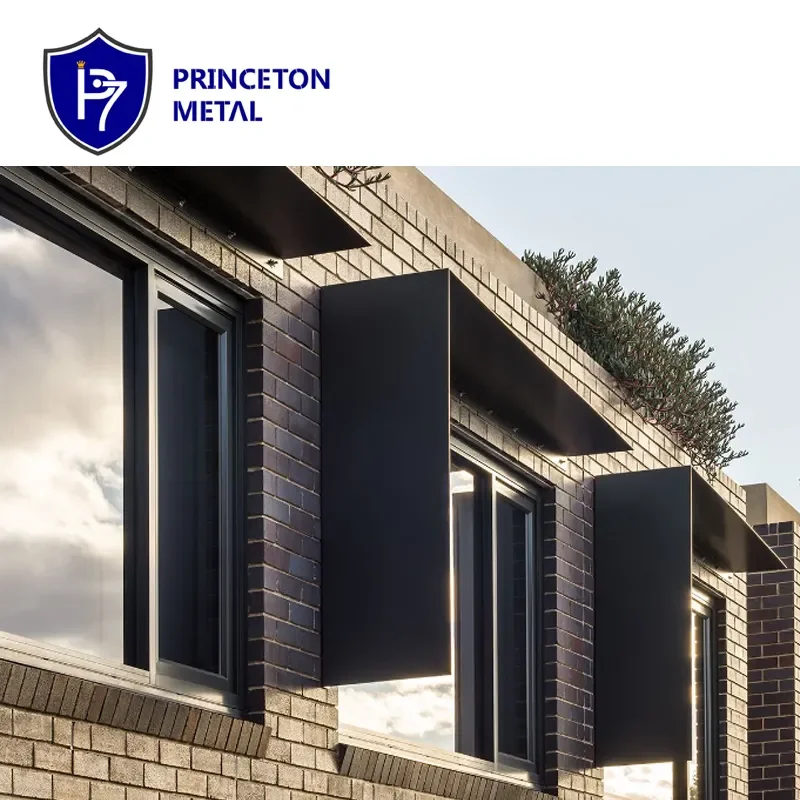 Modern Architectural privacy screen Shrouds awning Commercial no rust Sun Shades metal aluminum window hood