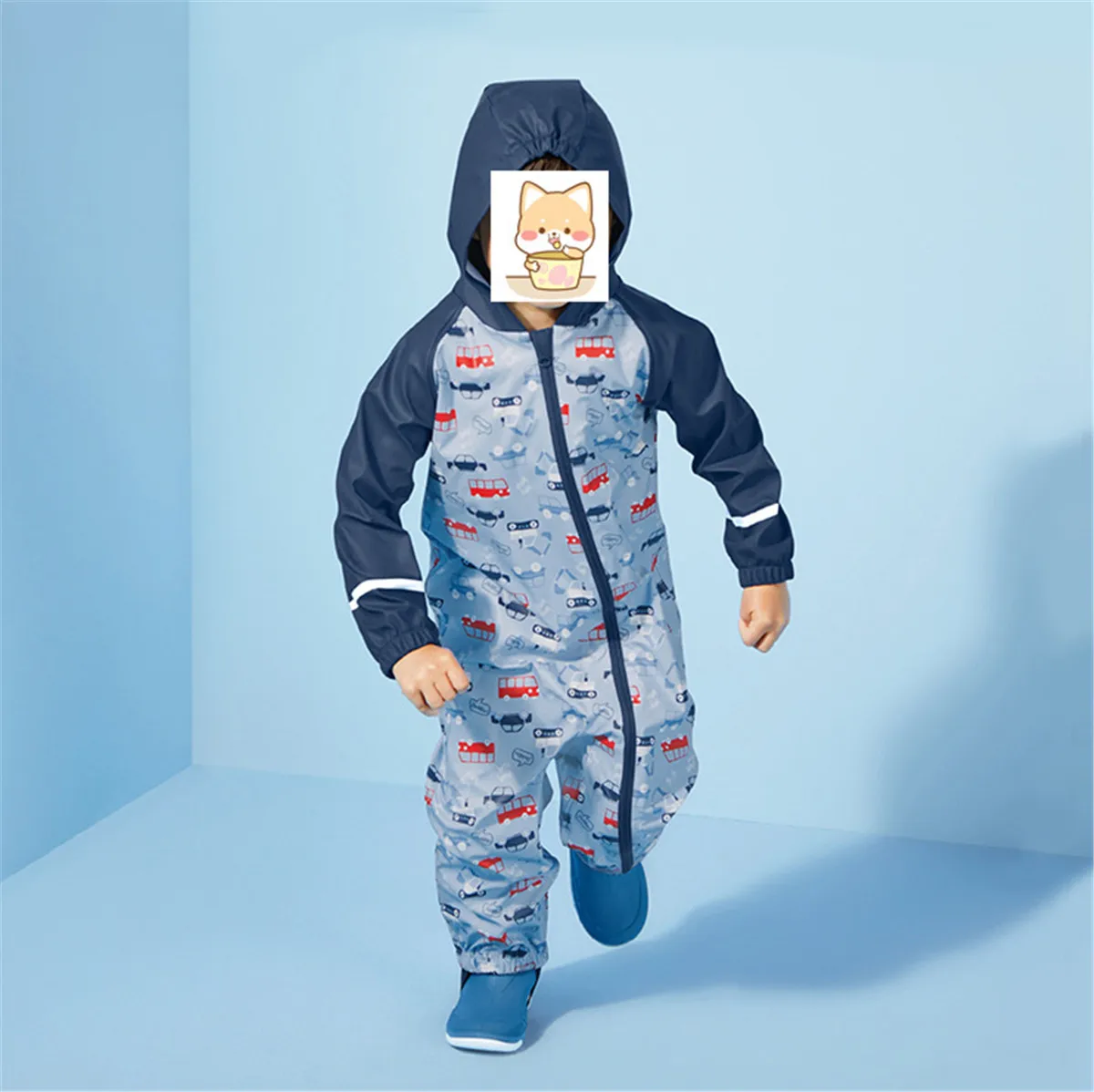 Kids Jumpsuit for Girls Waterproof Overall Girls PU Rain Pants Children Raincoat Baby Hooded Rainwear For Boys And Girls Clothes