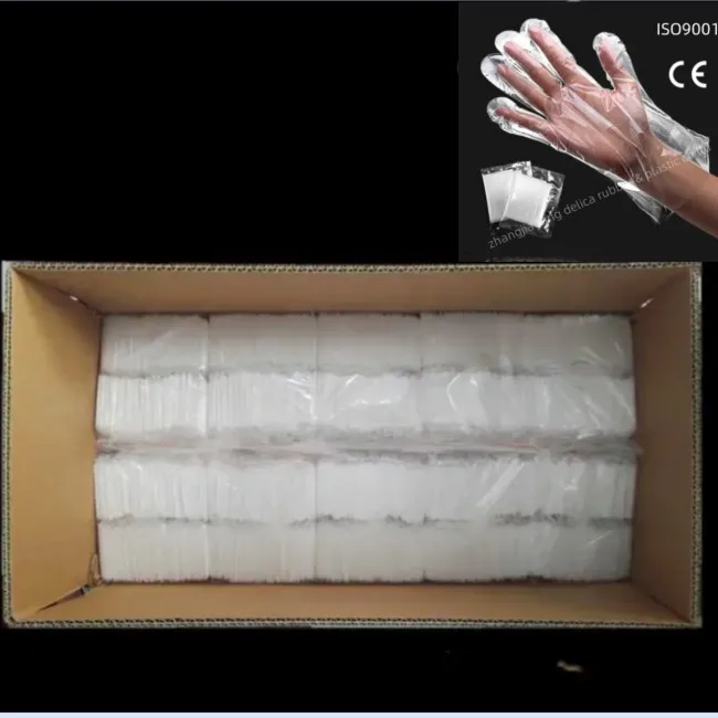 Individual Packed Gloves 2pcs Folded PE Glove With Small Bag Packing Dining Gloves HDPE