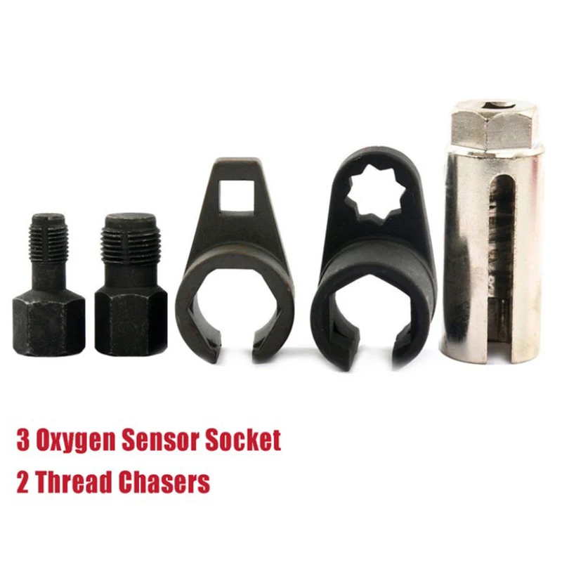 Universal 3/8 Drive Oxygen Sensor Sleeve 5 pcs Black O2 Sensor Sleeve Head Car Sensors Disassembly Tool