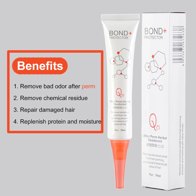 Q8 30ml Bond+ Protector After Color Herbal Deodorant Hair Dye Cream Ammonia Perm Smell Remover