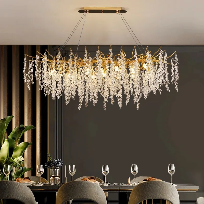 French light luxury chandelier dining room living room bedroom villa model room aluminum water drop chandelier