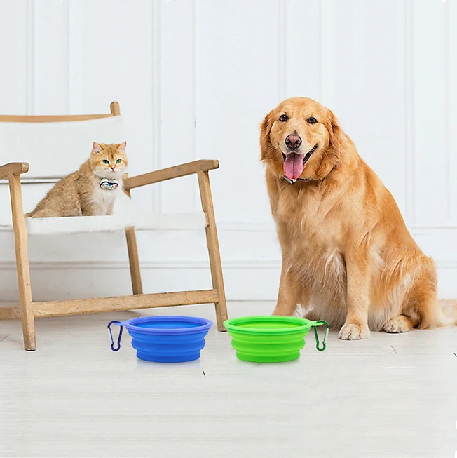 Amazon Portable Traveling Collapsible Water Bowls Cats Dogs Silicone Folding Pet Bowl For Drinking And Eating