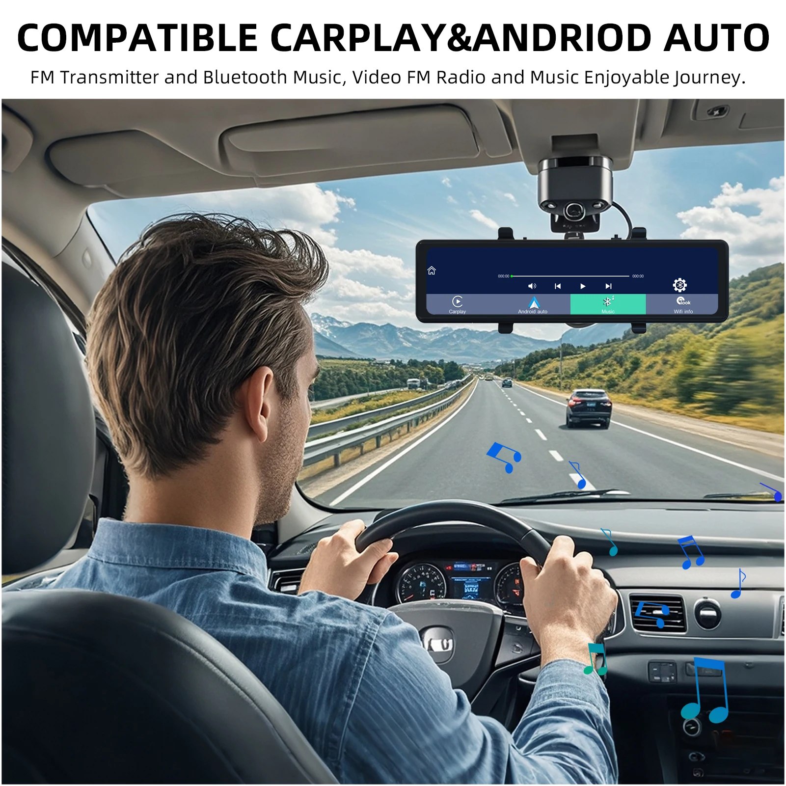 Hot selling and popular 11.26 inch dash cam with G-sensor and HD night vision