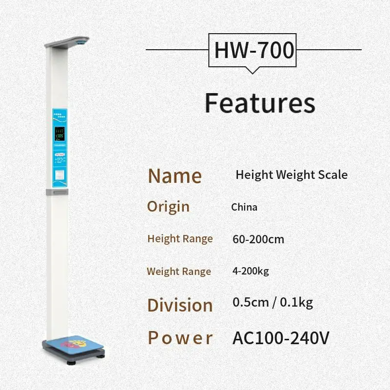 Medical weight height bmi scale with QR code scanner for hospitals pharmacies