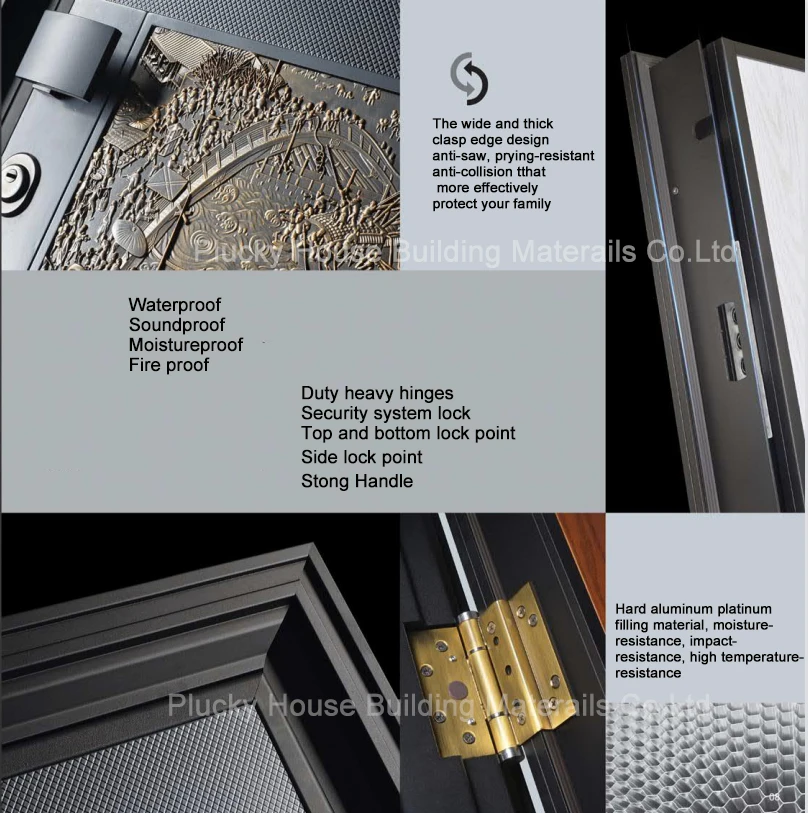 Luxury Design Metal Steel Door Single Double Exterior Front Security Steel Door 