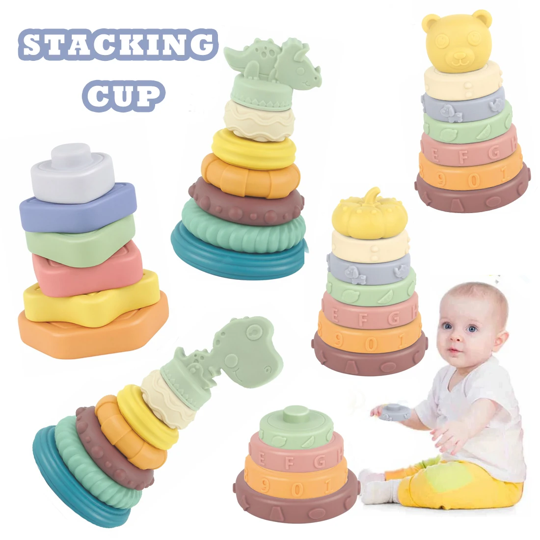 Детская игрушка-гнездо мягкие строительные кольца укладчик Прорезыватель для зубов игра с ранним образованием игрушка детей