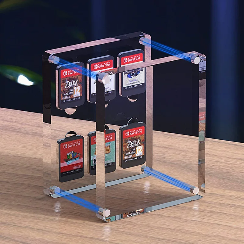Clear Acrylic 6 Cartridge Slots Game Card Holder Storage Box Case for Nintendo Switch Protective Shockproof Display Cabinet