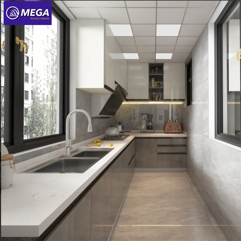 Top Class Fitting Kitchen Design American Style Home Furniture Cabinet with Tall Pantry Cupboard Set