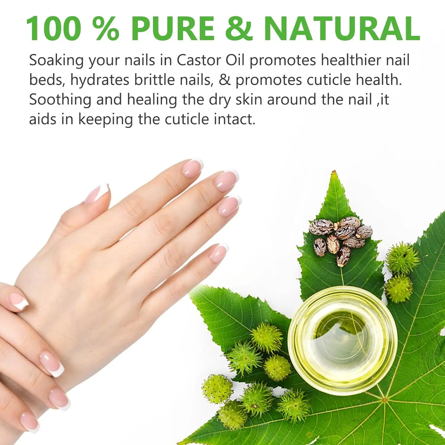 100% Natural Castor Oil Cold Pressed Organic Castor Oil for Moisturizing Dry Skin Hair Eyelashes Growth Castor Essential Oil