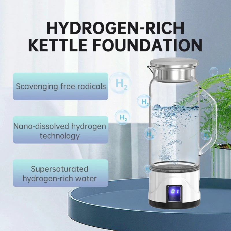 Household large capacity 1L hydrogen rich electrolysis water machine glass bottle electrolysis machine heat-resistant kettle