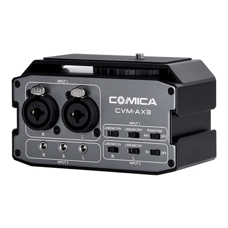 COMICA CVM-AX3 XLR/6.35mm/3.5mm (2-Groups)Port Camera Mixer Microphone Audio Mixer for Canon Nikon Sony Panasonic DSLR Camera