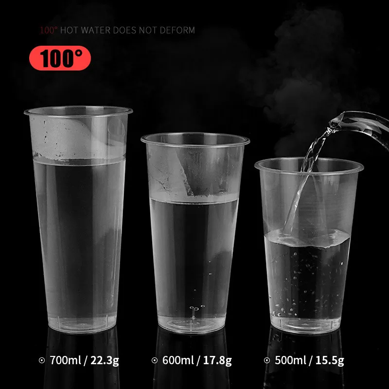 Disposable Plastic Cup with Lid Logo U Shape PP Customized Clear Top OEM Wall Style Packing Tea Dimensions Pcs Color Feature HUB