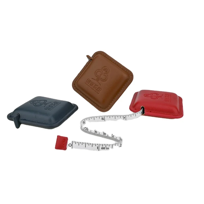 Wholesale Portable PU Leather Case Small Body Bra Measuring Tape Retractable Tape Measure with Own Logo