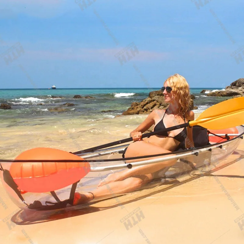 Hot Sale Polycarbonate Blue Ocean Crystal Clear Transparent Boat 2 Person Kayak
