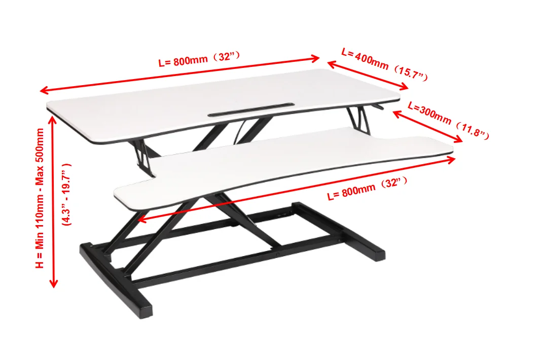 Computer Monitor Standing Desk Height Adjustable Sit Stand Desk Supplier Standing White Black Reception Desk
