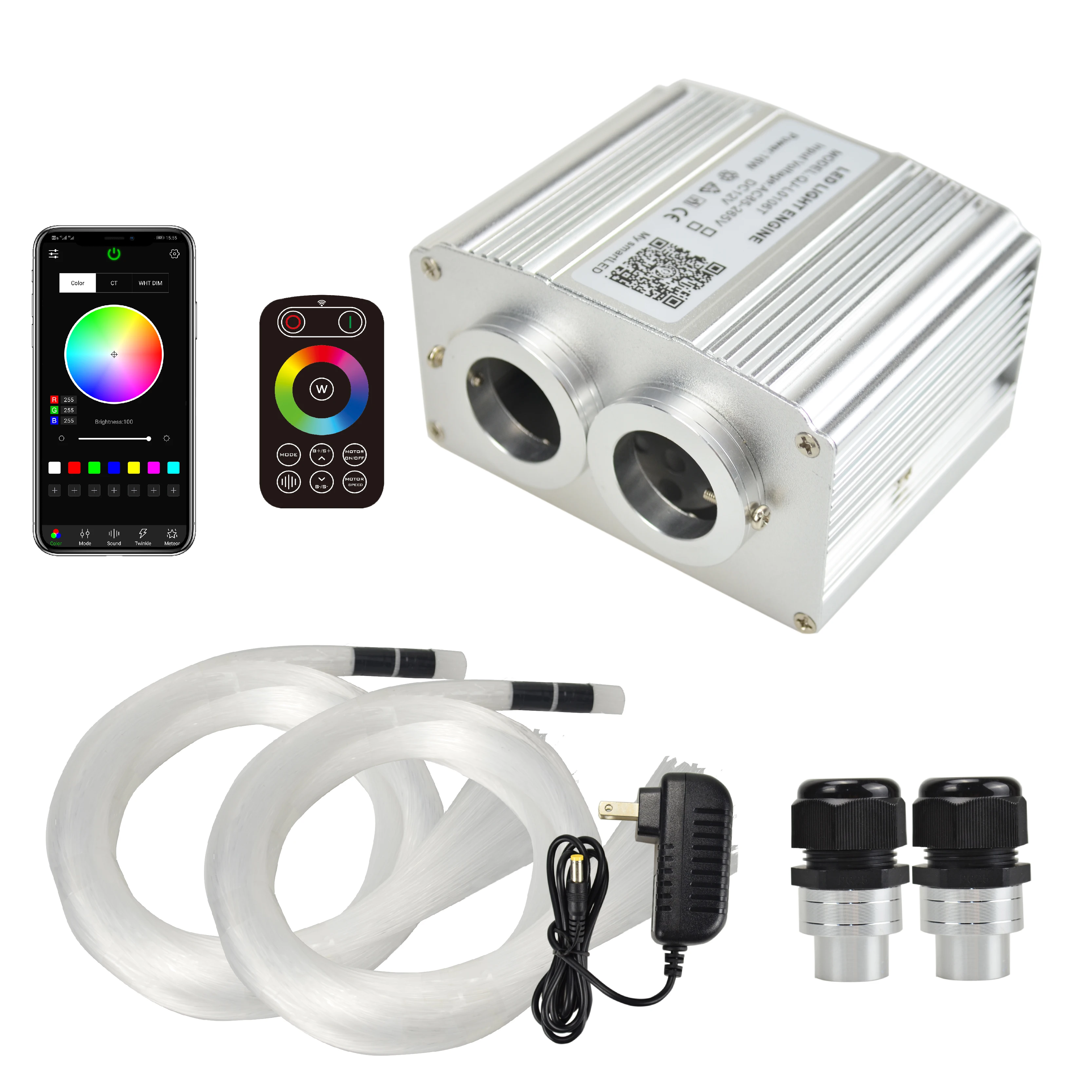 3m Mixed Fiber Optic 16W 12V Car Ceiling Twinkle Effect Touch Control Car Roof Star Sky Light Source LED Engine  fiber optic kit