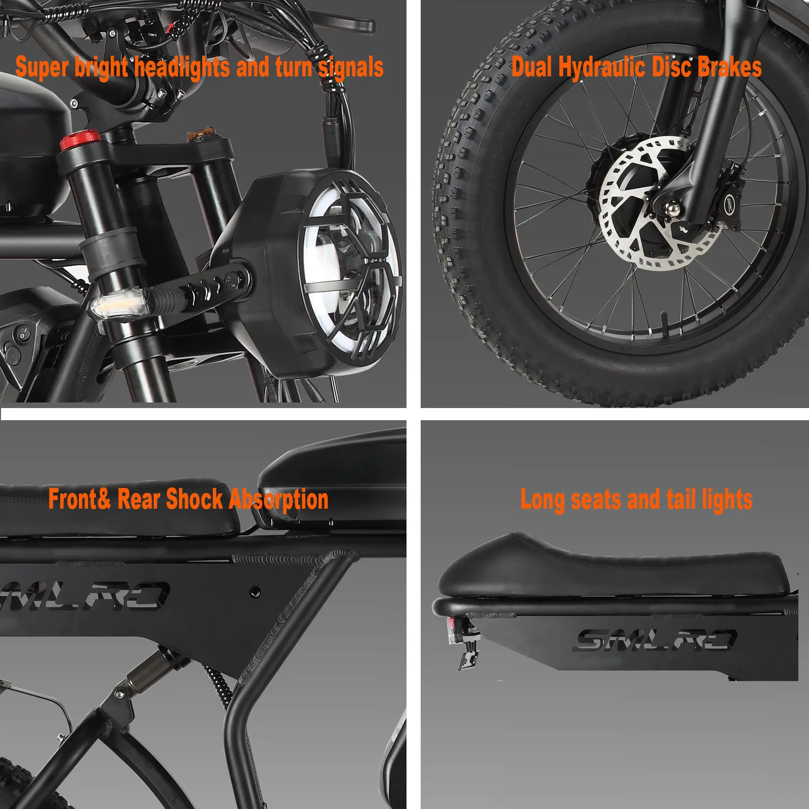 US Stock SMLRO U8 2000W 40.2AH Electric Bike Dual  Motor 7 Speed Gears Disc Brake System Aluminum Alloy Frame for Adults