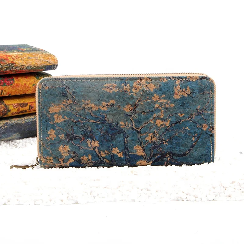 Van Gogh famous painting starry sky pattern wallet imported cork environmental protection clutch bag