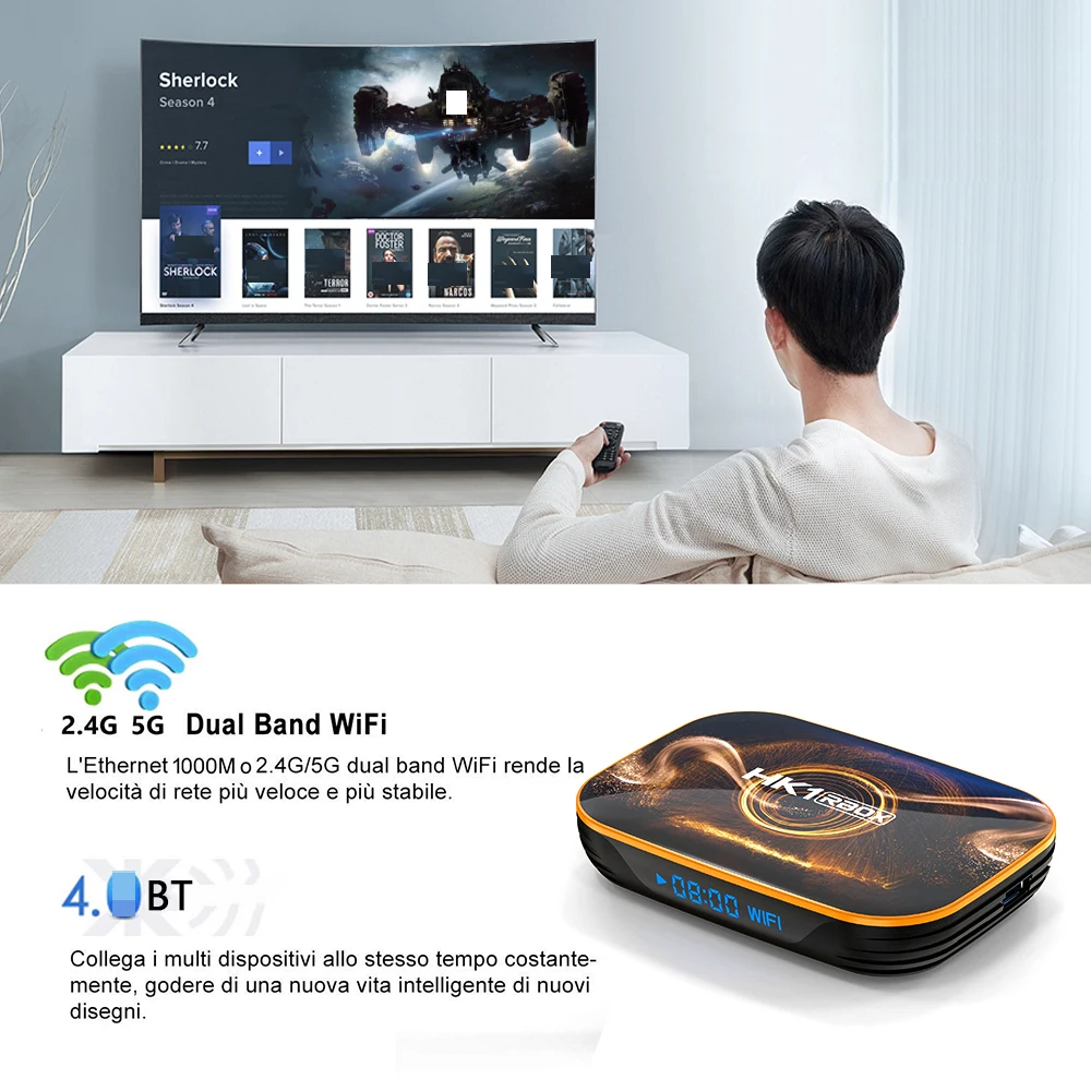 ТВ-приставка HK1 RK3318 smart 4k 2GB 4GB RAM 16GB 32GB 64GB 128GB ROM 2 4g/5g Wifi iptv tv box