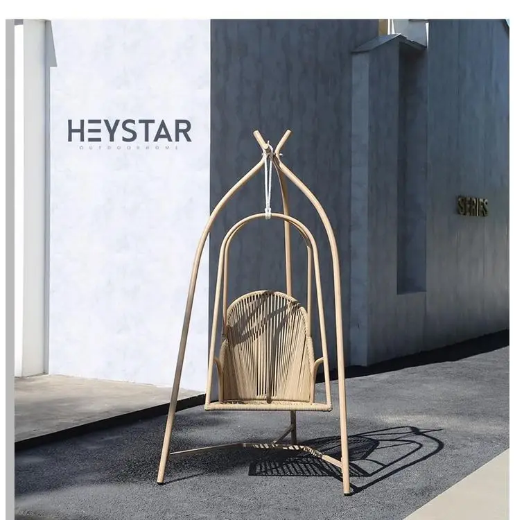 Hot Sell Aluminum Frame PE Rope Outdoor Furniture Swing Hanging Basket Chair