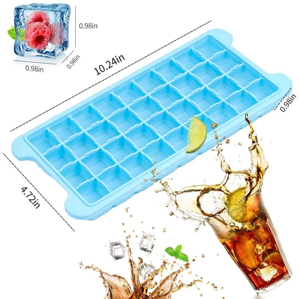 Silicone Ice Cube Molds with Lid, Easy Release Ice Make Cube Trays with Removable Cover